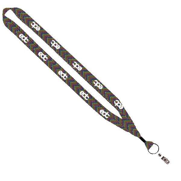 3/4" Dye-Sublimated Lanyard with Metal Crimp & Metal Split-Ring 1