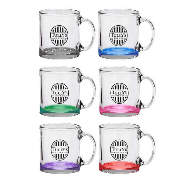 Red Eye 13 oz Libbey Clear Glass Coffee Mug with Color Bottom 1 Red Eye 13 oz Libbey Clear Glass Coffee Mug with Color Bottom 1
