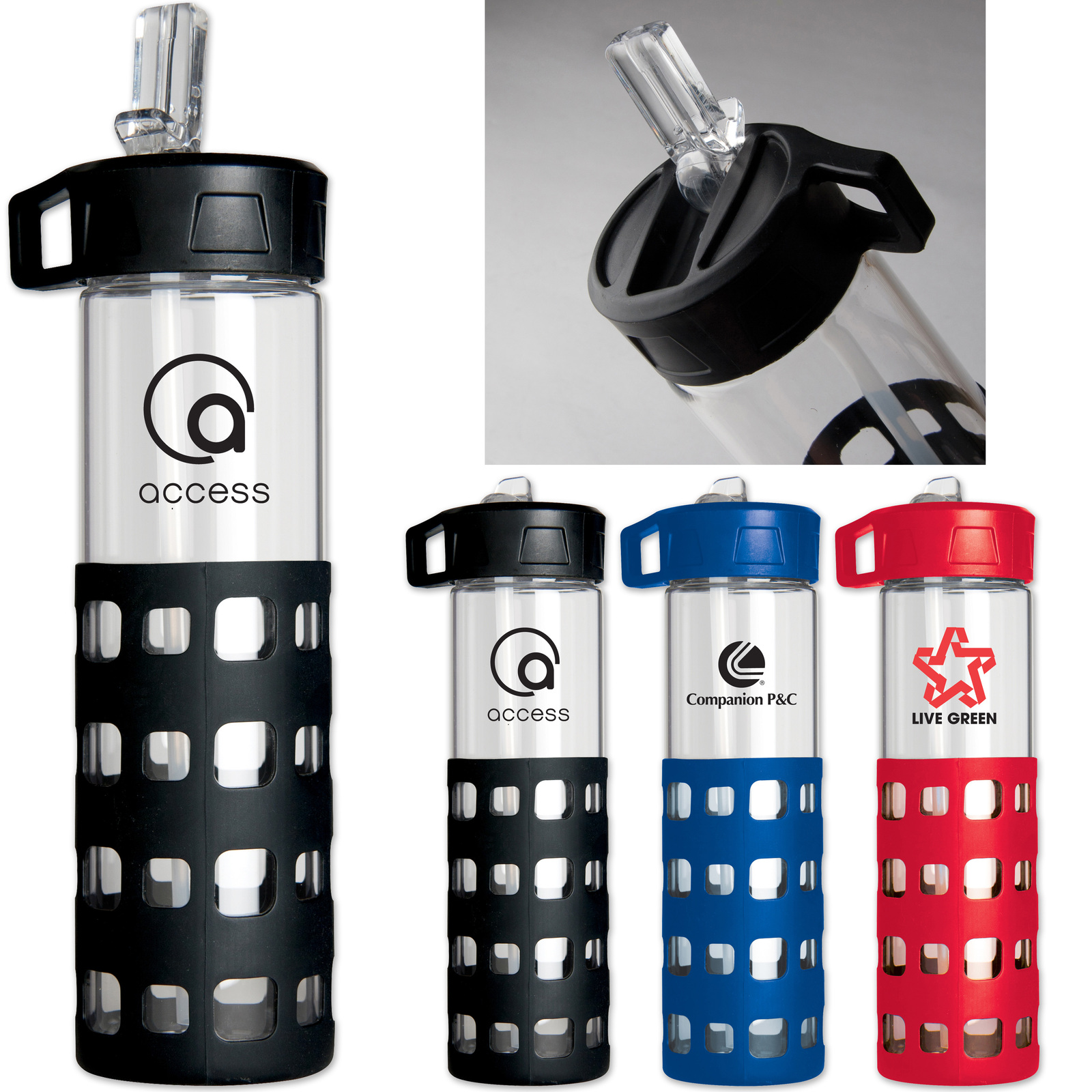 Sip-N-Go Glass Water Bottle - 20 Oz. 1