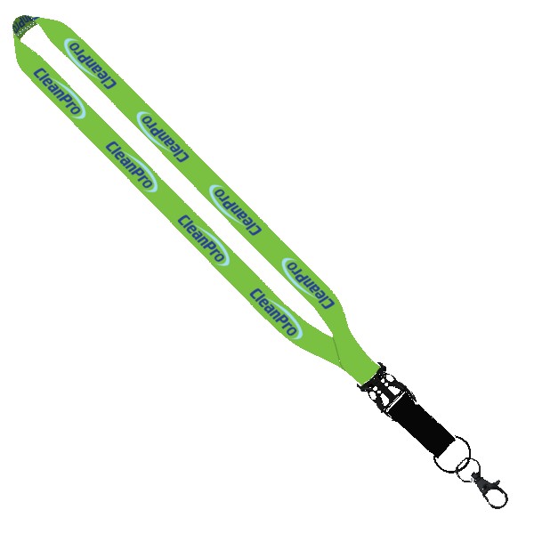 3/4" Dye-Sublimated Lanyard w/ Slide Buckle Release, Split-Ring & Lobster C 1
