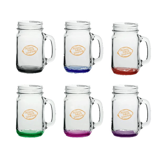 16 oz Mason Jars with Handles with Color Bottom 1 16 oz Mason Jars with Handles with Color Bottom 1