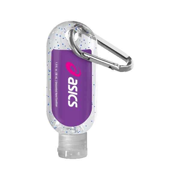 1.9 oz. Single Color Moisture Bead Sanitizer in Clear Bottle with Carabiner 1
