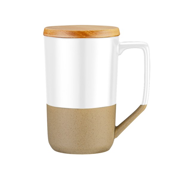 Rochester 15oz Two-Tone Ceramic Mug w/Wood Lid 1
