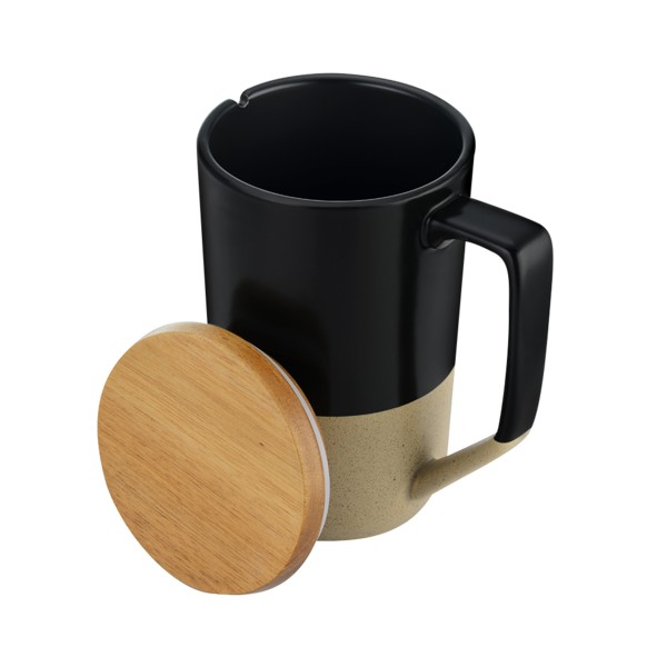 Rochester 15oz Two-Tone Ceramic Mug w/Wood Lid 1
