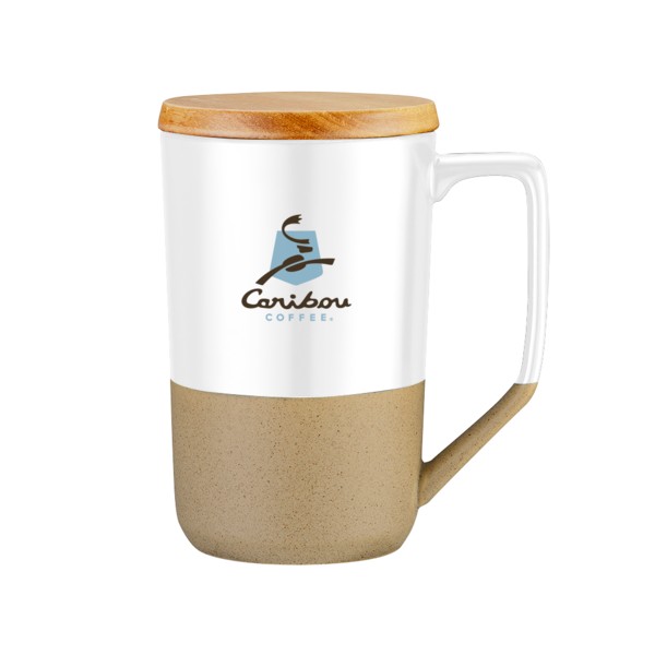 Rochester 15oz Two-Tone Ceramic Mug w/Wood Lid 1