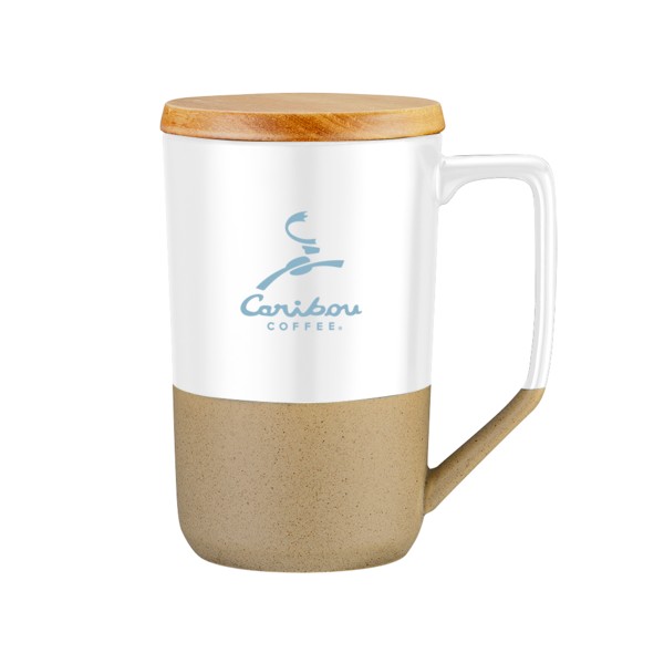 Rochester 15oz Two-Tone Ceramic Mug w/Wood Lid 1