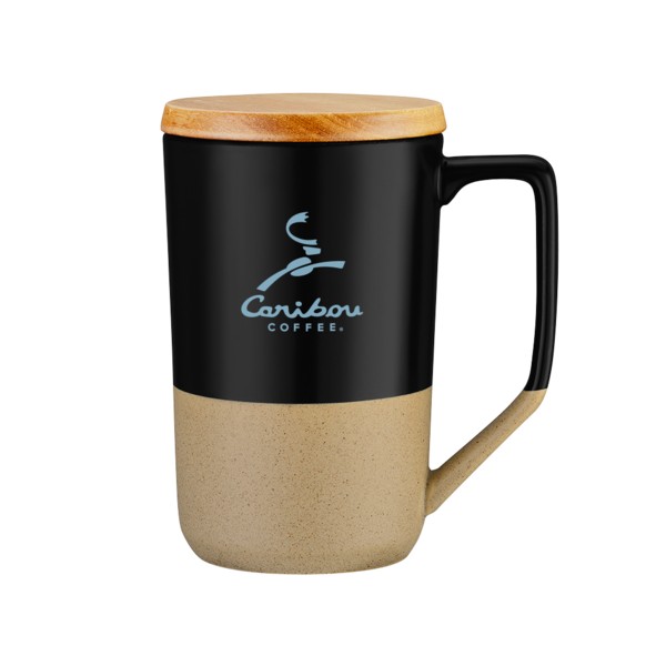 Rochester 15oz Two-Tone Ceramic Mug w/Wood Lid 1