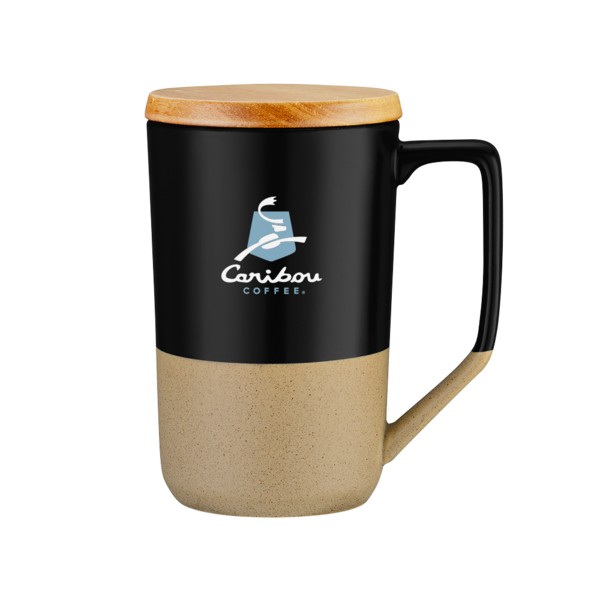 Rochester 15oz Two-Tone Ceramic Mug w/Wood Lid 1