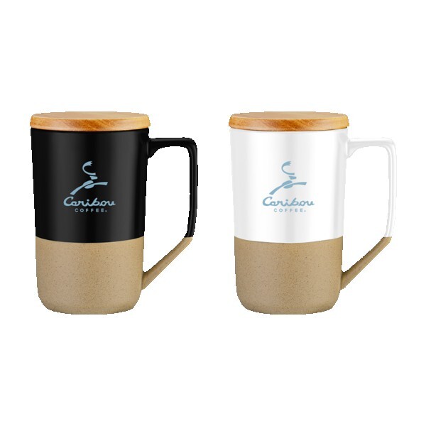 Rochester 15oz Two-Tone Ceramic Mug w/Wood Lid 1