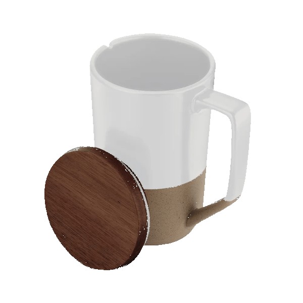 Rochester 15oz Two-Tone Ceramic Mug w/Wood Lid 1