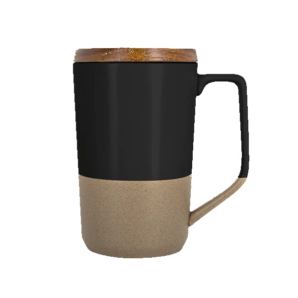 Rochester 15oz Two-Tone Ceramic Mug w/Wood Lid 1