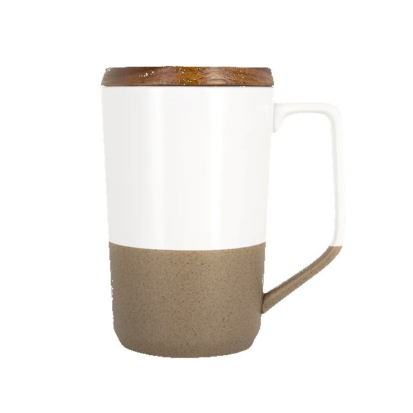 Rochester 15oz Two-Tone Ceramic Mug w/Wood Lid 1