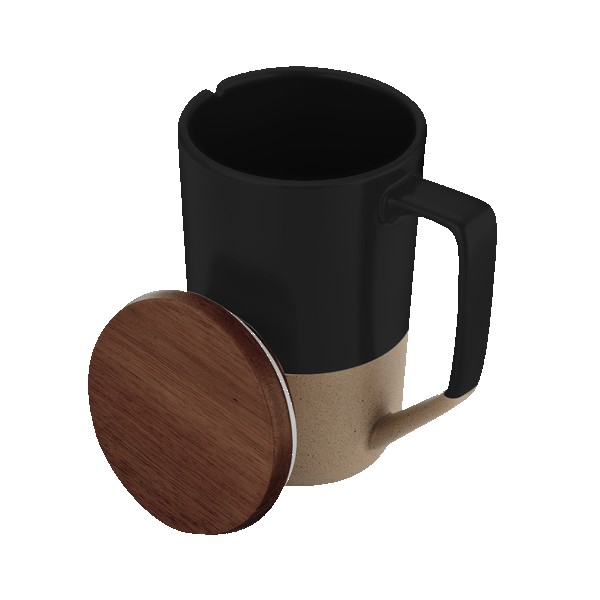 Rochester 15oz Two-Tone Ceramic Mug w/Wood Lid 1