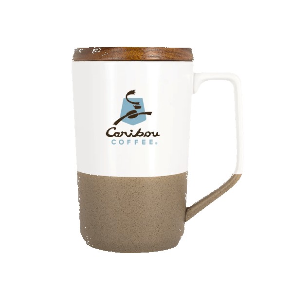 Rochester 15oz Two-Tone Ceramic Mug w/Wood Lid 1