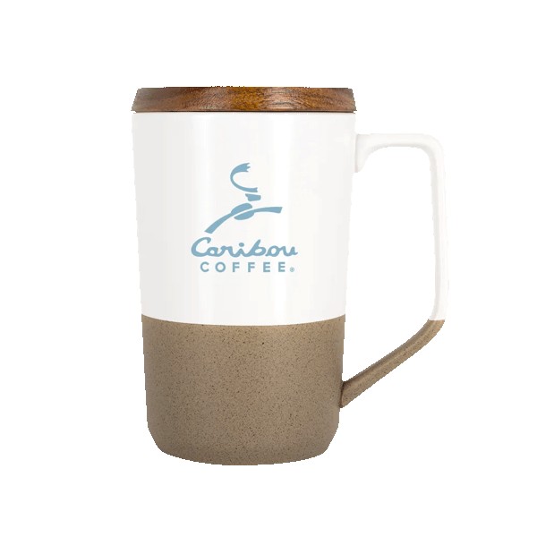 Rochester 15oz Two-Tone Ceramic Mug w/Wood Lid 1