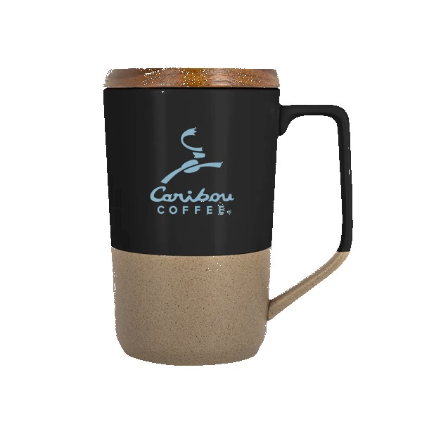 Rochester 15oz Two-Tone Ceramic Mug w/Wood Lid 1