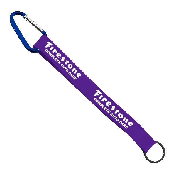 3/4" Sewn Polyester Keychain with Metal Split-Ring and Carabiner 1
