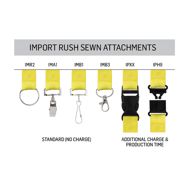 IMPORT Rush 3/4" Polyester Lanyard with Sewn Silver Metal Split-Ring 1