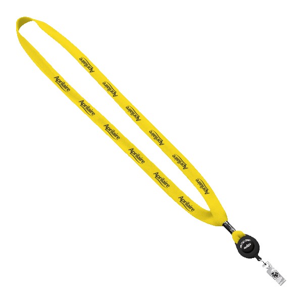 5/8" New Polyester "Shoelace" Lanyard with Retractable Badge Reel 1