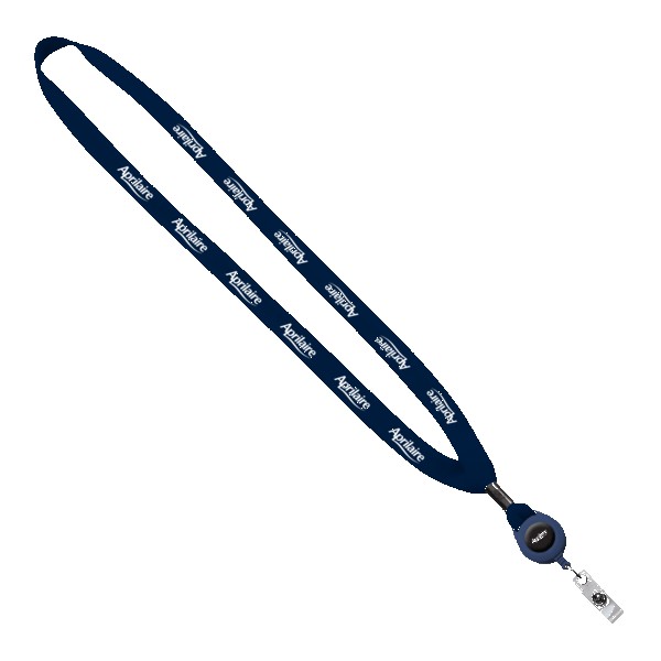 5/8" New Polyester "Shoelace" Lanyard with Retractable Badge Reel 1