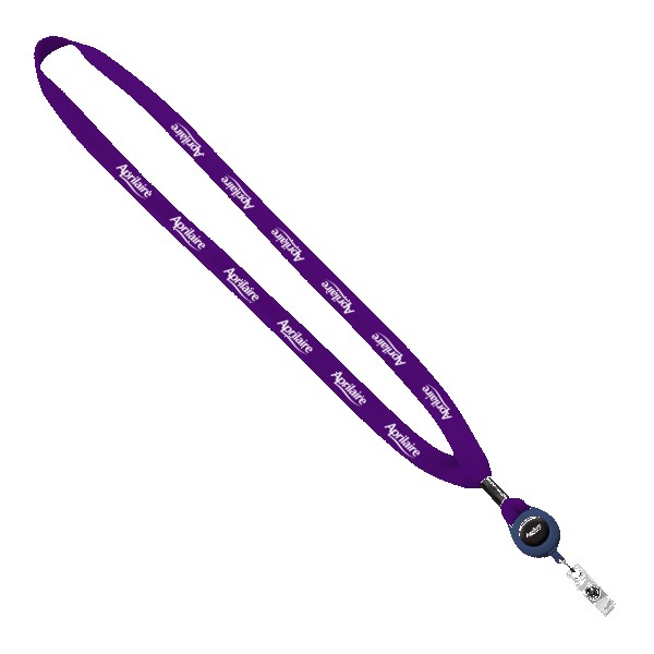 5/8" New Polyester "Shoelace" Lanyard with Retractable Badge Reel 1