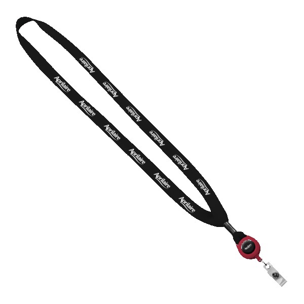 5/8" New Polyester "Shoelace" Lanyard with Retractable Badge Reel 1