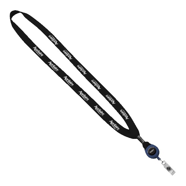 5/8" New Polyester "Shoelace" Lanyard with Retractable Badge Reel 1