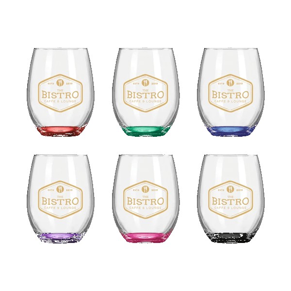 Wine O%27Clock 9oz ARC Stemless Wine Glass C8832 with Color Bottom 1 Wine O%27Clock 9oz ARC Stemless Wine Glass C8832 with Color Bottom 1