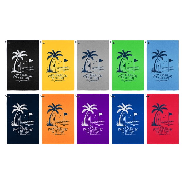 Champions Golf Towel with Black Corner Hook 1 Champions Golf Towel with Black Corner Hook 1