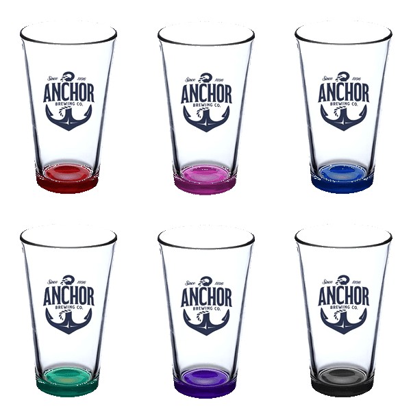 Thirsty 16 oz Pint Glasses with Color Bottom 1 Thirsty 16 oz Pint Glasses with Color Bottom 1