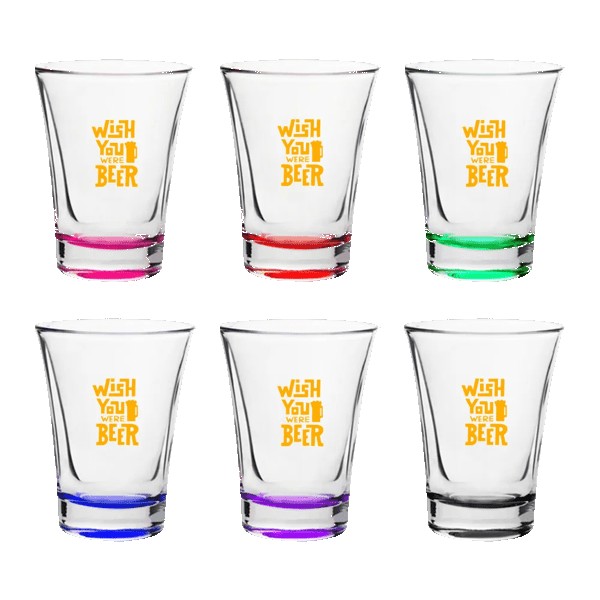 Hot Shot 2 oz Traditional Shot Glasses with Color Bottom 1 Hot Shot 2 oz Traditional Shot Glasses with Color Bottom 1