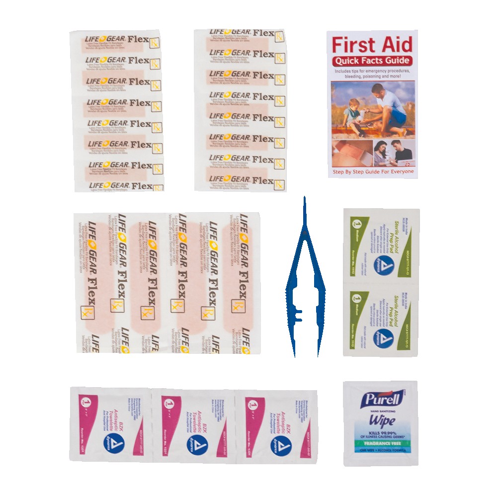 First Aid Kit in a Zippered Clear Nylon Bag 1