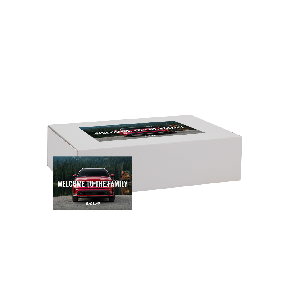 14" x 10" x 4" Custom White Corrugate Gift Box and 4" x 6" Card 1