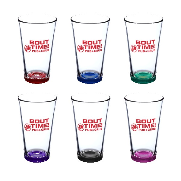 Pub Crawl 16 oz Libbey Pint Glasses with Color Bottom 1 Pub Crawl 16 oz Libbey Pint Glasses with Color Bottom 1