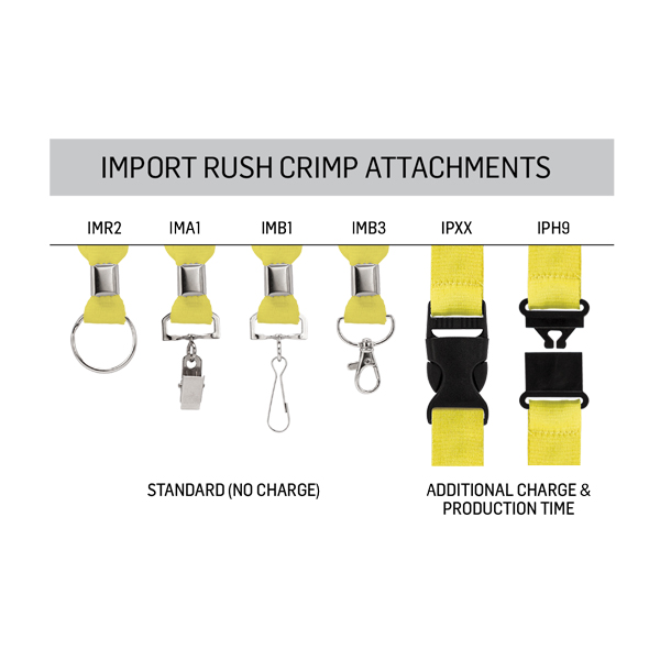 IMPORT Rush 3/4" Polyester Lanyard with Silver Crimp & Split-Ring 1