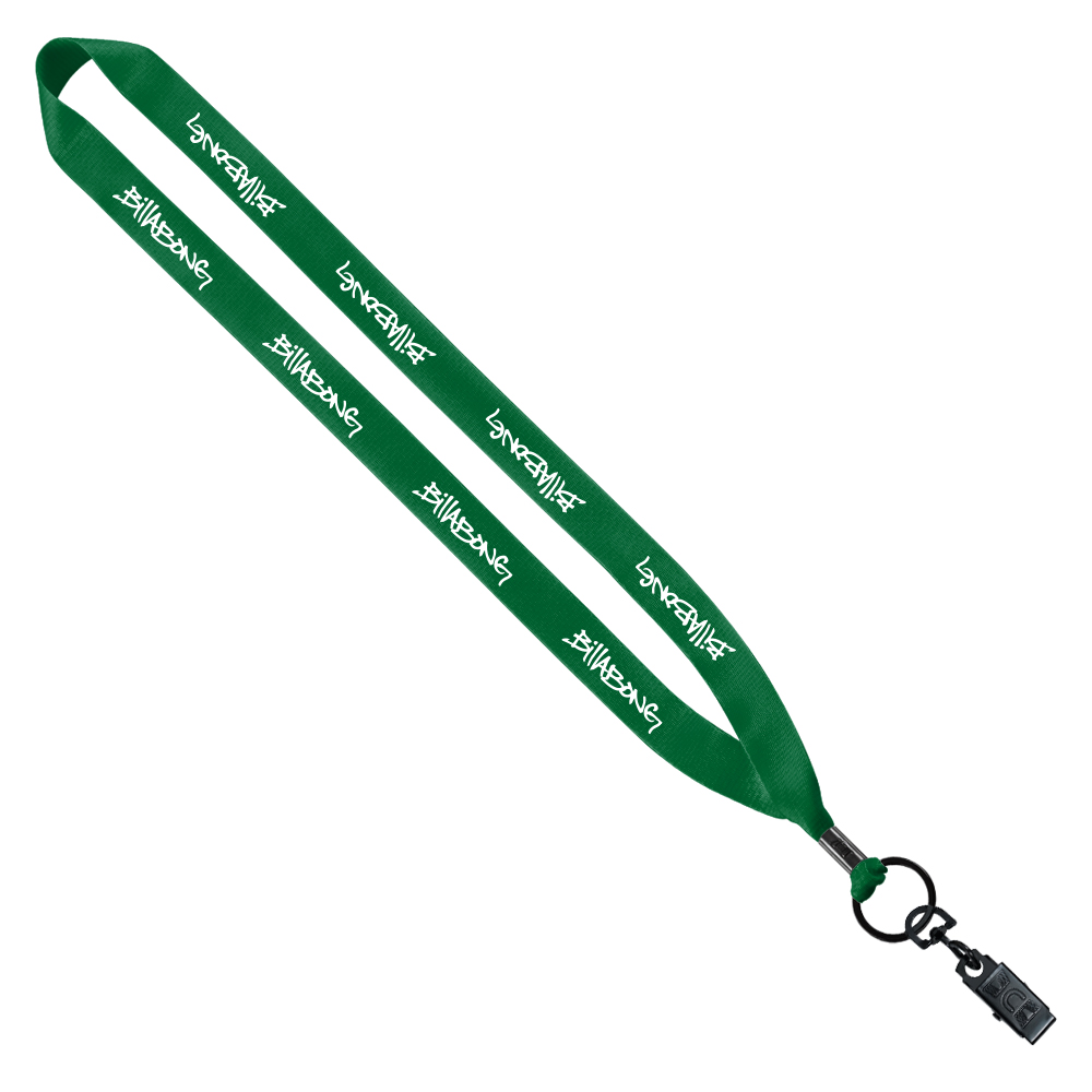 3/4" Polyester Lanyard with Metal Crimp & Bulldog Clip 1