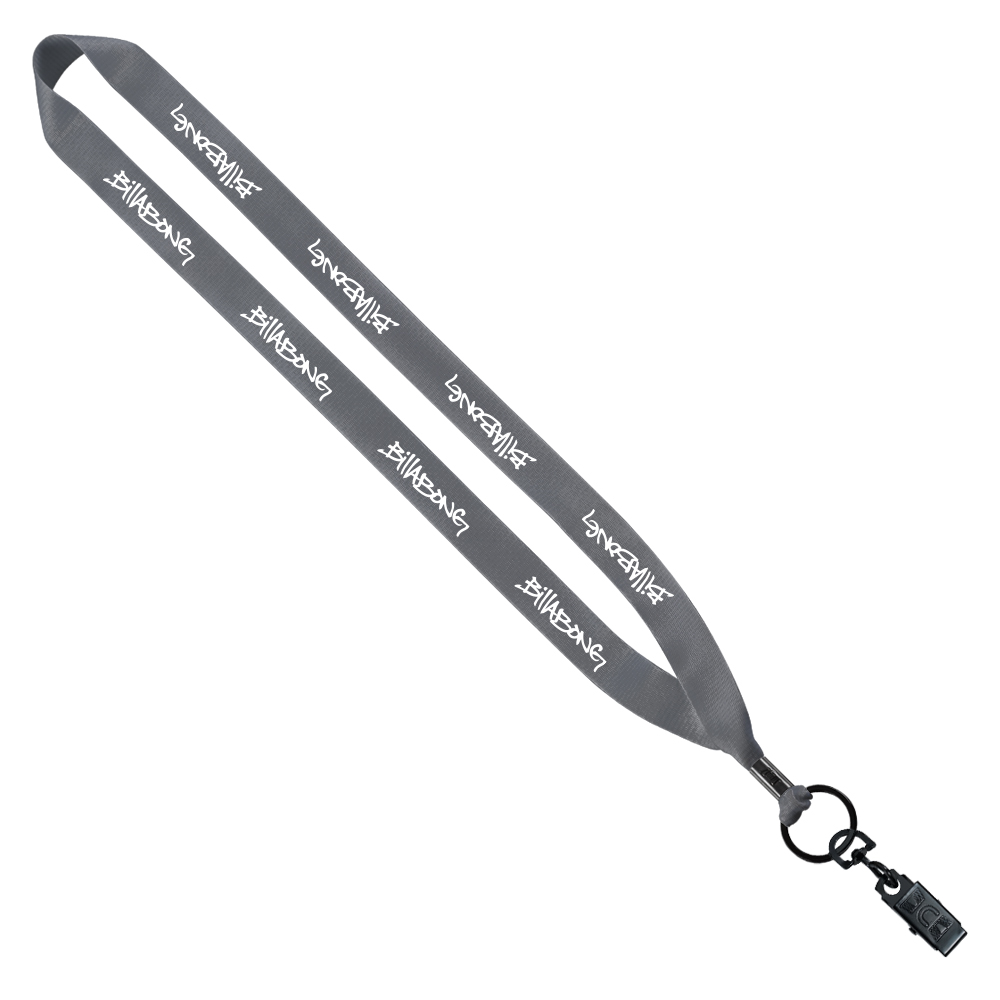 3/4" Polyester Lanyard with Metal Crimp & Bulldog Clip 1