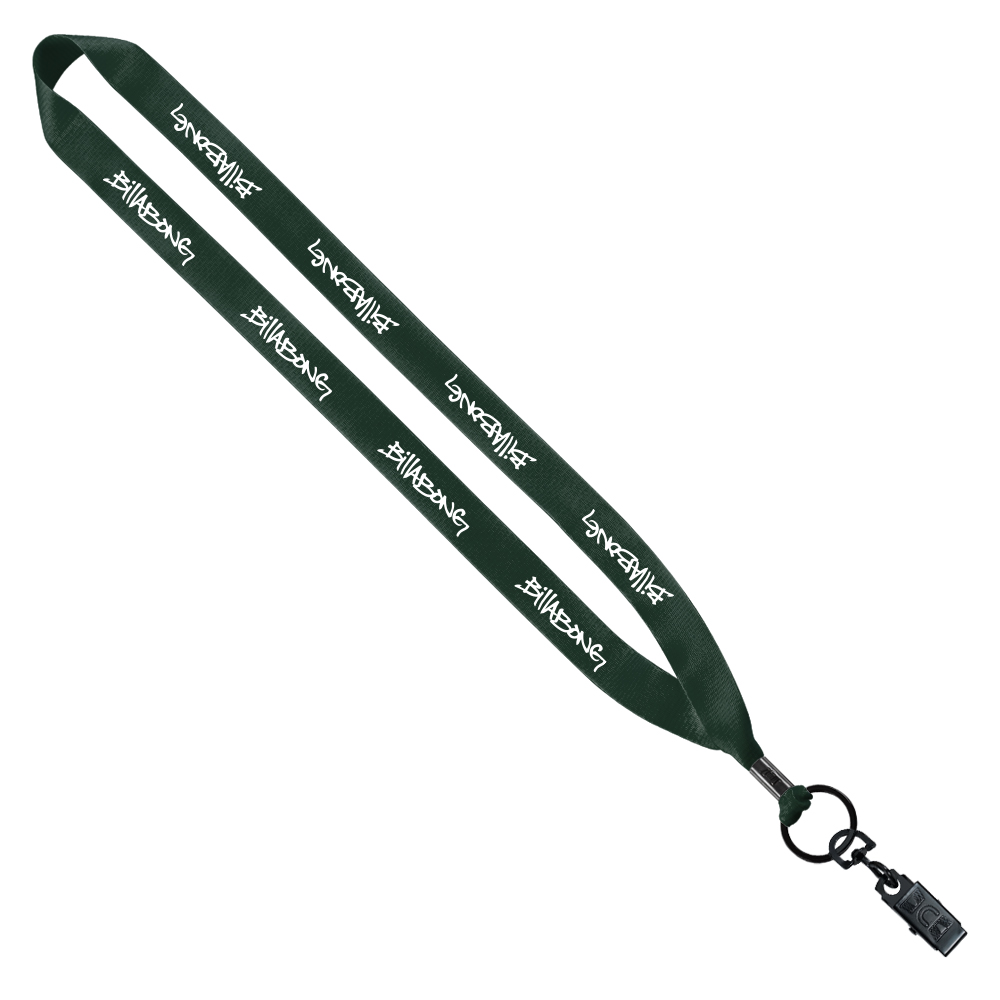 3/4" Polyester Lanyard with Metal Crimp & Bulldog Clip 1