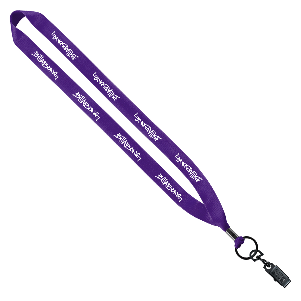 3/4" Polyester Lanyard with Metal Crimp & Bulldog Clip 1