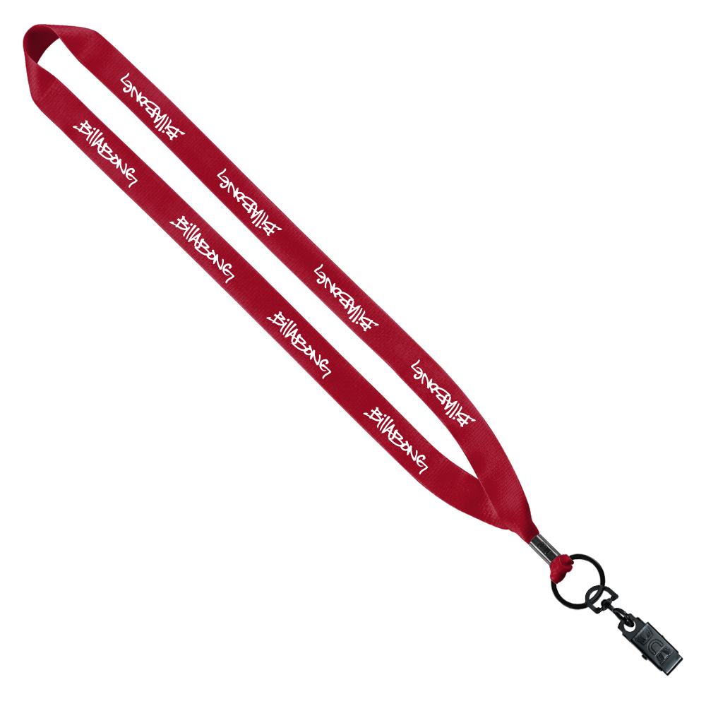 3/4" Polyester Lanyard with Metal Crimp & Bulldog Clip 1