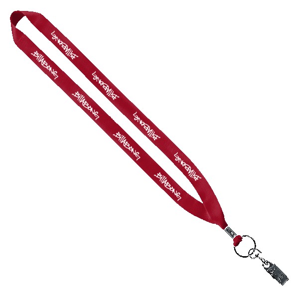 3/4" Polyester Lanyard with Metal Crimp & Bulldog Clip 1