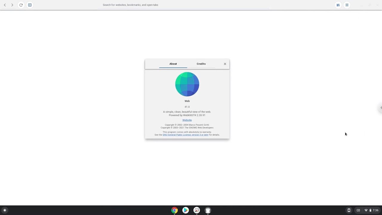 Chrome を GNOME Web に置き換えた結果は次のとおりです Chrome を GNOME Web に置き換えた結果は次のとおりです