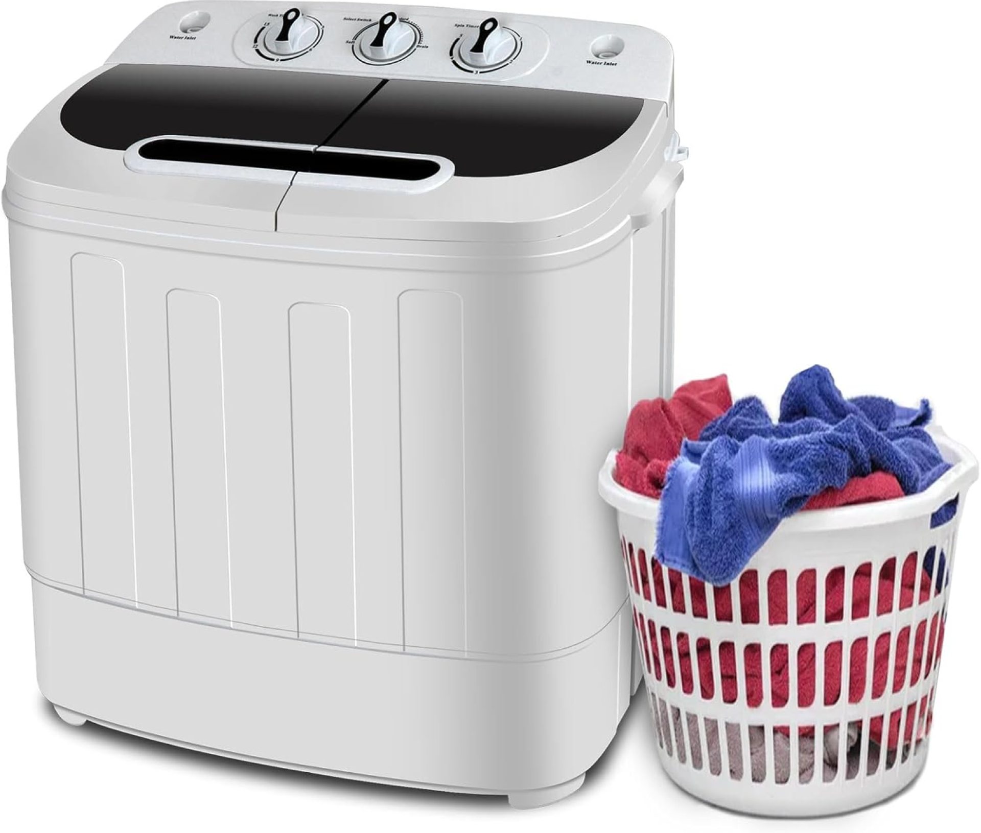ZenStyle Small Washing Machine Twin Tub Top Load Washing Machine 13lbs w/Washer Spinner, Built-In Gravity Pump, 5.74 FT Power Cord Included for Dorms, Apartments, Small Spaces, Camping White+ Black ZenStyle Small Washing Machine Twin Tub Top Load Washing Machine 13lbs w/Washer Spinner, Built-In Gravity Pump, 5.74 FT Power Cord Included for Dorms, Apartments, Small Spaces, Camping White+ Black