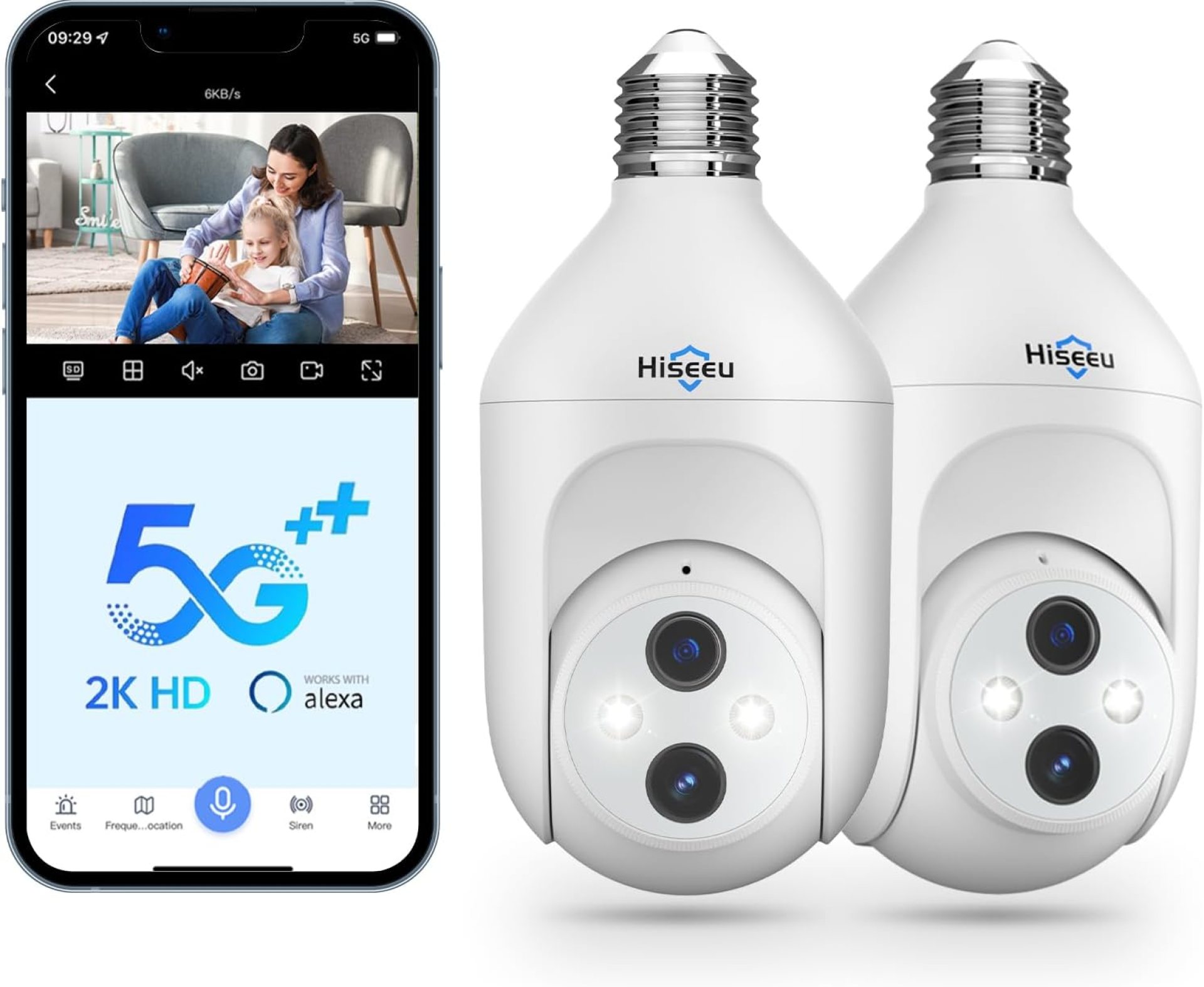 Hiseeu Dual Lens 10X Zoom 3MP Light Bulb Security Camera Indoor 5G& 2.4GHz WiFi,AI Human Detection,Motion Tracking,Two-Way Talk,Color Night Vision,Siren Alarm,24/7 Recording,Compatible with Alexa Hiseeu Dual Lens 10X Zoom 3MP Light Bulb Security Camera Indoor 5G& 2.4GHz WiFi,AI Human Detection,Motion Tracking,Two-Way Talk,Color Night Vision,Siren Alarm,24/7 Recording,Compatible with Alexa