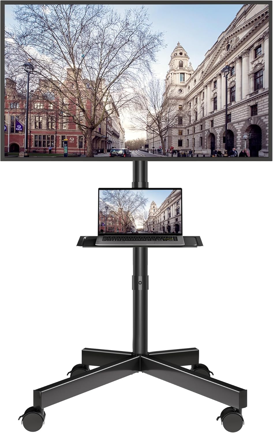 BONTEC Mobile TV Stand, Tilt Rolling TV Cart with Media Shelf and Locking Wheels, Fits 23-60” LED, LCD, OLED Flat Curved TVs, Holds Up to 88lbs, Max VESA 400x400mm, Black BONTEC Mobile TV Stand, Tilt Rolling TV Cart with Media Shelf and Locking Wheels, Fits 23-60” LED, LCD, OLED Flat Curved TVs, Holds Up to 88lbs, Max VESA 400x400mm, Black