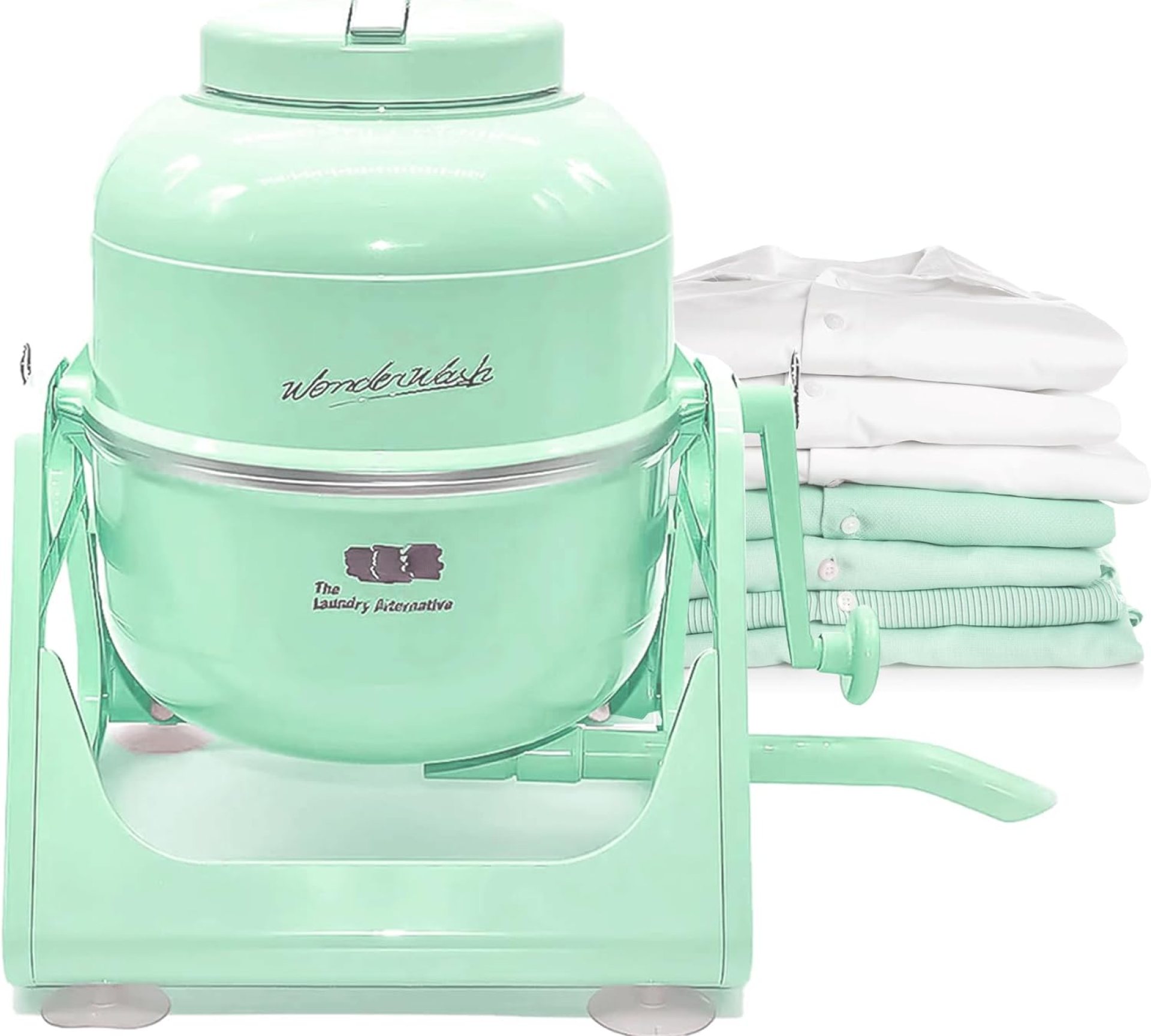 WonderWash Portable Washing Machine for Apartment & Tiny Spaces – Manual Hand Clothes Washer with Retro Design – Clean Laundry Anywhere with Our Countertop, Non-Electric, Small Washer – Mint Green WonderWash Portable Washing Machine for Apartment & Tiny Spaces – Manual Hand Clothes Washer with Retro Design – Clean Laundry Anywhere with Our Countertop, Non-Electric, Small Washer – Mint Green
