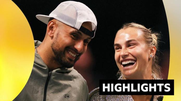 <div>Kyrgios defeats Sabalenka in Battle of the Sexes</div> <div>Kyrgios defeats Sabalenka in 'Battle of the Sexes'</div>