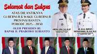DPRD Provinsi Banten Mengucapkan Selamat dan Sukses Dilantiknya Gubernur dan Wakil Gubernur Banten Periode 2025-2030 DPRD Provinsi Banten Mengucapkan Selamat dan Sukses Dilantiknya Gubernur dan Wakil Gubernur Banten Periode 2025-2030