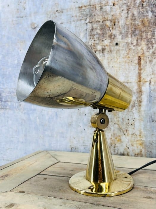 Lampe, Lampe de bureau (1) – Industrial – Aluminium, Laiton