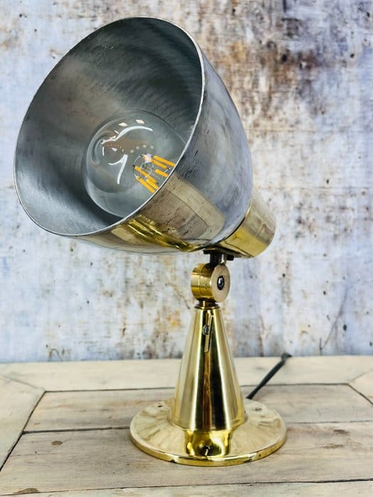 Lampe, Lampe de bureau (1) – Industrial – Aluminium, Laiton